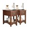 Set of 2 Walnut Retro Wooden End Table with Drawer and Shelf for Bedroom or Living Room